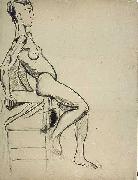 Theo van Doesburg Vrouwelijk naakt op een stoel painting